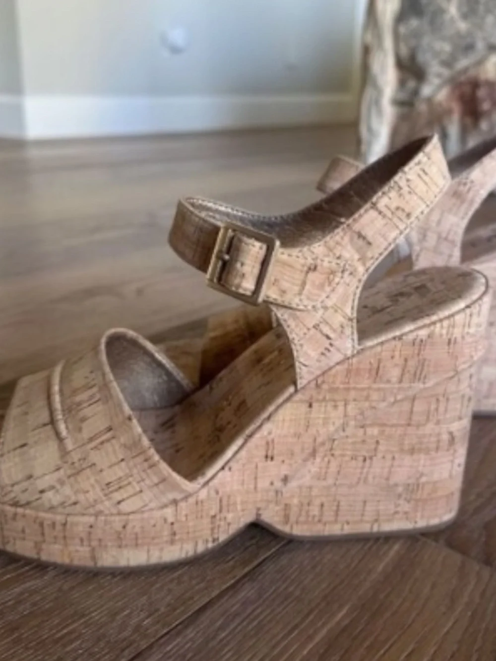 Korks Bardot II Wedge Comfort Sandals Natural Cork Platform Size 9